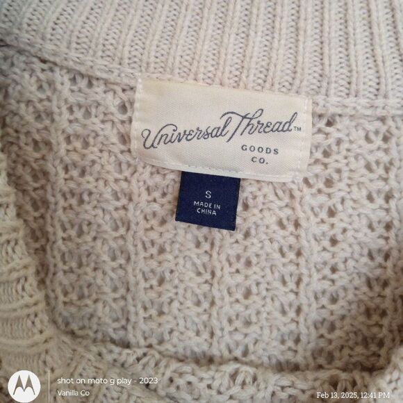Universal Thread Waffle Knit Pullover Sweater Beige Size Small - Picture 3 of 7